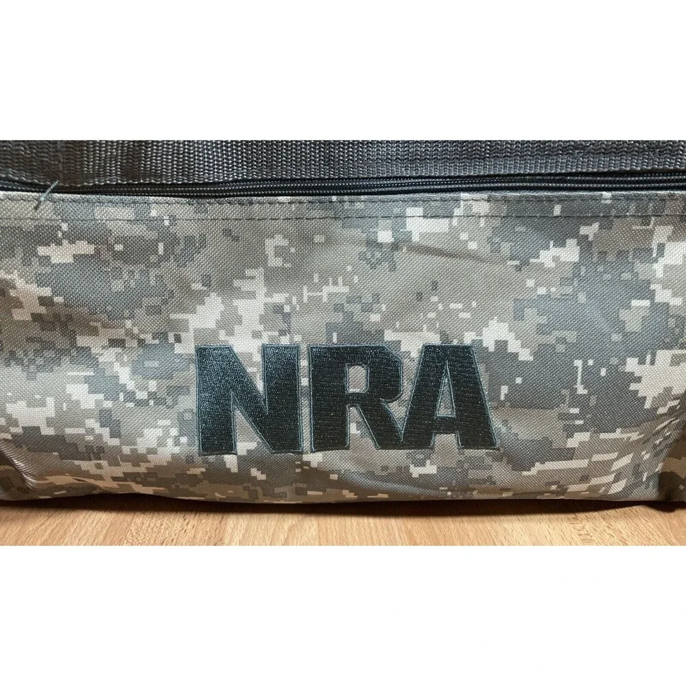 NRA Embroidered Camouflage Overnight Tote Duffel Weekender Canvas Bag • NWOT •